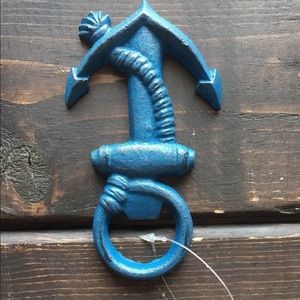 New Cast iron Bottle Opener Handheld Anchor Blue Vintage Look